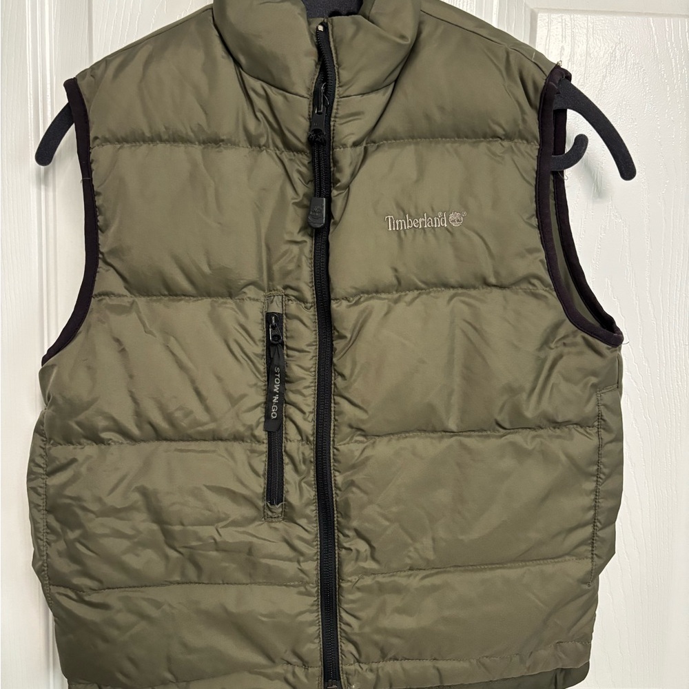 Timberland kids olive colored reversible Puffer Vest